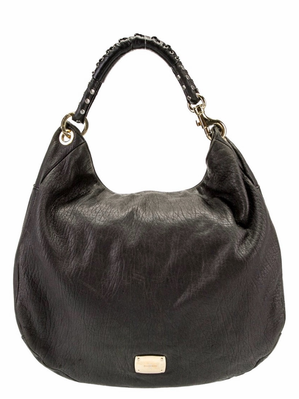 Jimmy Choo Black Leather Hobo with Gold Hardware
